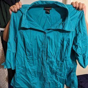 Lane Bryant teal/ bright blue size 22/24 button down short sleeve shirt